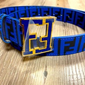 Fendi Zucca Belt Blue Size 34